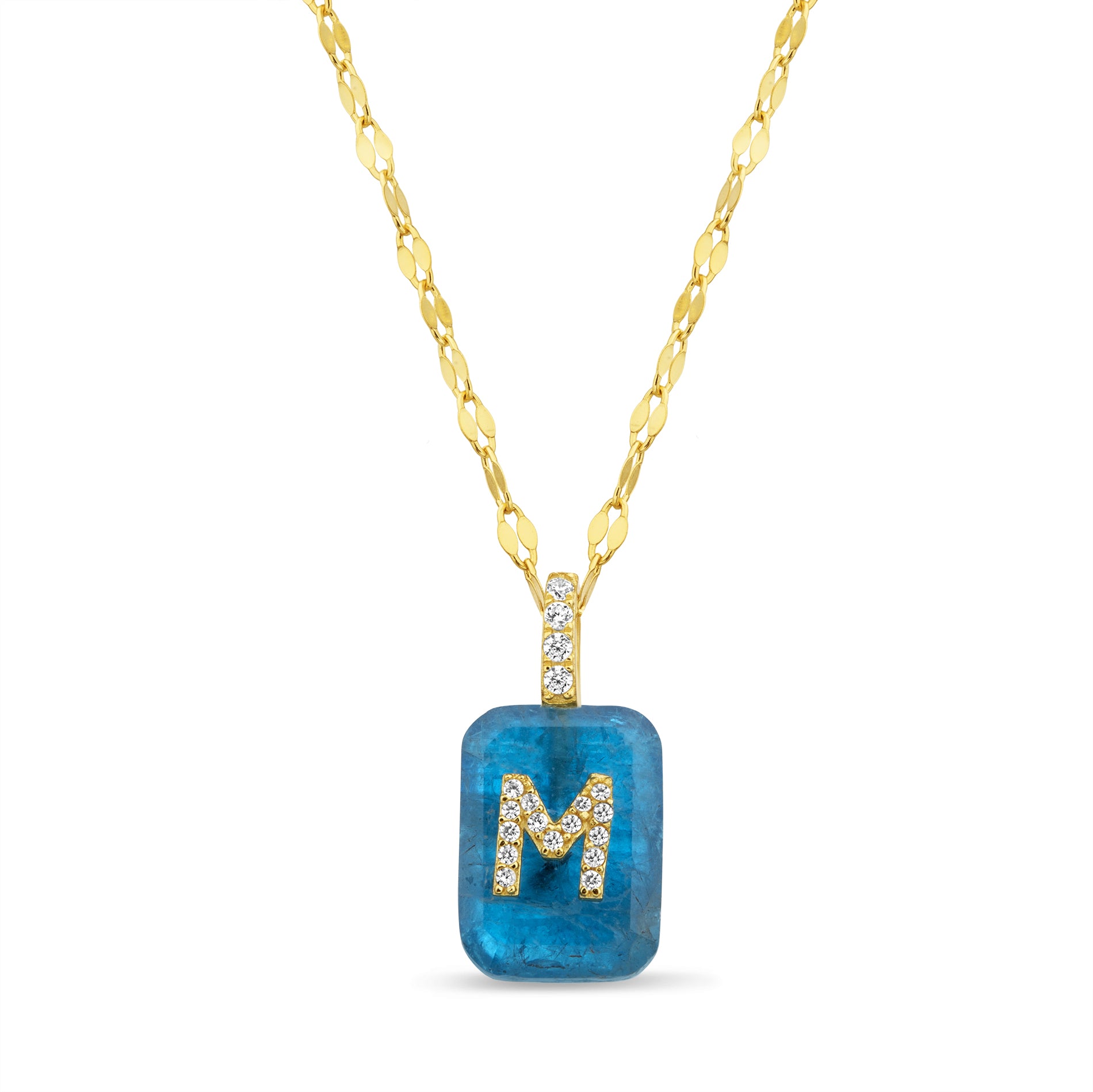 Gold and Apatite Initial Pendant